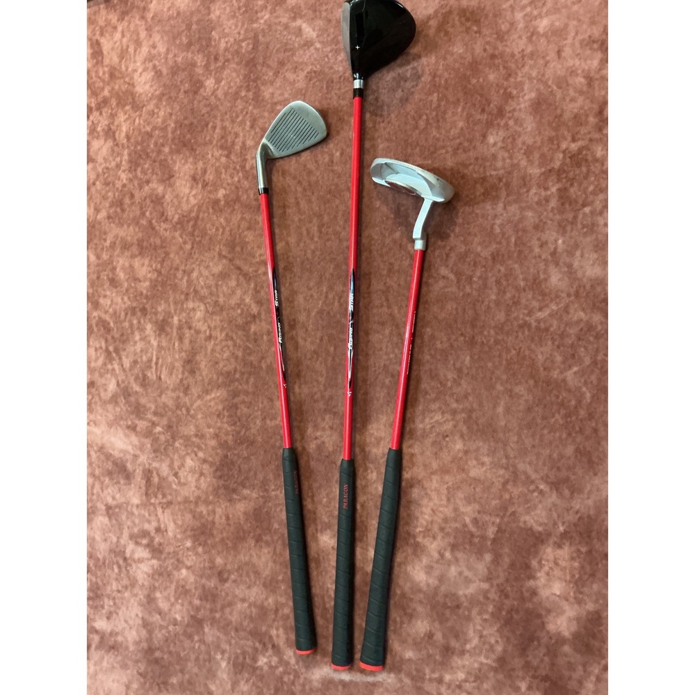 Set Paragon Rising Star Junior Golf Club Set 3 Wood 7 Iron Putter Red RH Kids